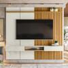 Painel Ripado 225cm Para TV 75 Polegadas Bless 2.3 Lukaliam Off White/Freijo