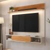 Painel Para TV 65 Polegadas Com LED 160cm Denver Lukaliam Off White/Jequitiba