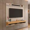 Painel Ripado Para TV 65 Polegadas 160cm Detroit Lukaliam Off White/Freijo