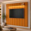 Painel Ripado Moderno Para TV 85¨ Com LED 280cm Lumi 2.8 EDN Cedro