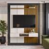 Painel Ripado 153cm Para TV 65 Polegadas Bless 1.6 Lukaliam Off White/Freijo