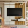Painel Ripado 190cm Para TV 75 Polegadas Bless 1.9 Lukaliam Off White/Freijo