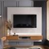 Painel Para TV 70 Polegadas 180cm Com LED Paris Lukaliam Off White Perolizado/Jequitiba