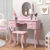 Penteadeira Com Banqueta Espelho 4 Gavetas Princesa Patrimar Rosa