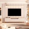 Rack Aron 240cm com Painel Ripado Lumi 280x240cm Para TV até 85" EDN Off White