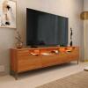 Rack Sala Com LED 210cm Pés Ferro Para TV até 85 Pol Albi Lukaliam Jequitiba