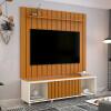 Rack Com Painel Ripado 180cm Para TV 75 Polegadas Brise 1.8 EDN Off White/Cedro