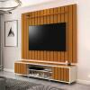 Rack Com Painel Ripado 218cm Para TV 75 Polegadas Brise 2.2 EDN Off White/Cedro