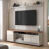 Rack com Painel Frisado 185cm Para TV 75 Dallas Lukaliam Off White/Jequitiba
