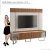 Rack Com Painel Para TV 75 Polegadas Sagary 2.1 EAX Móveis Off White/Tauari Ripado