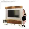 Rack Com Painel Para TV 70 Polegadas Sagary 1.8 EAX Móveis Off White/Tauari Ripado