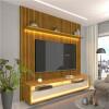 Rack Com Painel Ripado 3D TV 70 Polegadas 180cm Requinte Rodízios Gelius Naturale/Off White