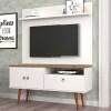 Rack com Painel 137cm Para TV 46 Polegadas Topázio Patrimar Branco/Cumaru
