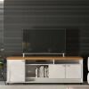 Rack Bancada Para TV 65 Polegadas Dallas 1.8 Lukaliam Off White/Tauari