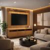 Rack Elegance 190cm + Painel Évora 180cm TV 75" Lukaliam Jequitiba Ripado 3D