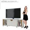 Rack Bancada Para TV Até 65 Pol  Firenze 1.8 Lukaliam Off White/Canela