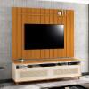 Rack Com Painel Ripado 180cm Para TV 75 Polegadas Hannover Brise 1.8 EDN Off White/Cedro