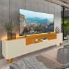 Rack Para TV Até 85 Polegadas Com LED 230cm Pés Madeira Infinity Gelius Off White/Naturale