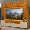 Rack Infinity Pés Madeira Com Painel Ripado Nobre TV 85 Pol 230x250 Gelius Naturale/Off White
