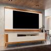 Rack Morgan Com Painel Ripado Garden Para TV 75 Polegadas 220cm EDN Off White/Cedro