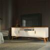 Rack Retro 180cm Para Sala TV 75 Polegadas Soggiorno EAX Móveis Off White/Cedro