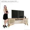 Rack Para Sala 180cm Com Rattan TV 75 Polegadas Dante EAX Móveis Off White/Cedro