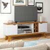 Rack Para TV Sala 75 Polegadas 180cm Prism 1.8 Patrimar Branco/Cumaru