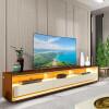 Rack Com LED Pra TV 75 Polegadas 212cm Requinte Rodízios Gelius Castanho/Off White