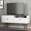 Rack Retrô Para TV 46 Polegadas 137cm Topázio Patrimar Branco/Cumaru