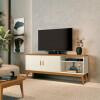 Rack Sala Estar 160cm TV 60 Polegadas Gara EAX Móveis Off White/Cedro