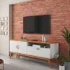 Rack Pequeno 136cm Quarto Sala Para TV 55 Sirius 1.4 Patrimar Branco Acetinado/Cinamomo