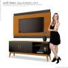 Rack Com Painel 160cm Para TV 60 Polegadas Gara EAX Móveis Preto/Cedro