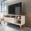 Rack Bancada Sala Para TV 50 Polegadas 136cm Tauros Lukaliam Off White Perolizado/Tauari