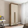 Guarda Roupa Pequeno 85cm Solteiro 2 Portas Dubai RV Móveis Cinamomo/Off White