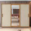 Guarda Roupa Casal Portas de Correr 271cm com Espelho Espanha RV Móveis Cinamomo/Off White