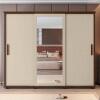 Guarda Roupa Casal Portas de Correr 271cm com Espelho Espanha RV Móveis Freijo/Off White