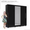 Guarda Roupa Casal Grande Espelhado 3 Portas Imperial Gelius Preto