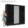 Guarda Roupa Casal Grande Espelhado 3 Portas Imperial Gelius Preto/Nero