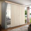 Guarda Roupa Casal Grande Com Espelho 273x235x64 Inovação Gelius Cinza/Ipê
