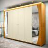 Guarda Roupa Casal Grande 273x242x64 Com Espelho e Pés Inovação Gelius Naturale/Off White