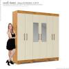 Guarda Roupa 6 Portas Com Espelho 3 Gavetas 200cm Madri Gelius Madeirado/Off White
