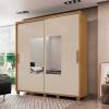 Guarda Roupa Casal 228cm Portas Correr Com Espelho Monte Carlo RV Móveis Cinamomo/Off White