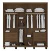 Guarda Roupa Casal 228cm Portas Correr Com Espelho Monte Carlo RV Móveis Freijo/Off White