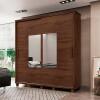 Guarda Roupa Casal 228cm Portas Correr Com Espelho Monte Carlo RV Móveis Noce