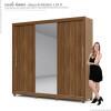 Guarda Roupa Casal Solteiro 3 Portas Correr 1 Porta de Espelho e Pés 228cm Royale Gelius Nogueira