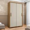 Guarda Roupa Pequeno 136cm Solteiro 2 Portas Correr Suécia RV Móveis Cinamomo/Off White