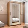 Guarda Roupa 136cm Solteiro 2 Portas Correr Com Espelho Suécia RV Móveis Cinamomo/Off White