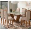 Conjunto Mesa Jantar com 06 Cadeiras Diamante RV Móveis Cinamomo/Off White/Pena Caramelo