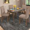 Conjunto Mesa de Jantar Tampo Vidro Com 04 Cadeiras 120x90 Jade RV Móveis Grafite/Pena Caramelo