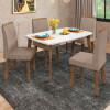 Conjunto Mesa de Jantar Tampo Vidro Com 04 Cadeiras 120x90 Jade RV Móveis Off White/Pena Caramelo